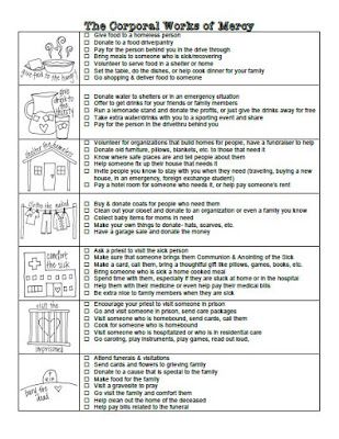 Corporal And Spiritual Works of Mercy Worksheet