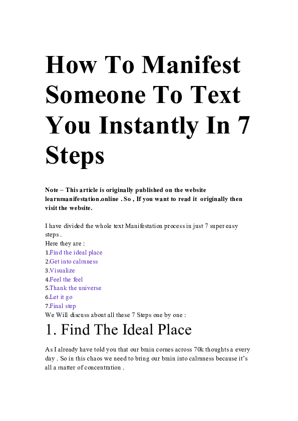 Manifest Someone to Text You